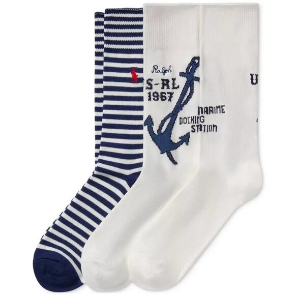 Polo Ralph Lauren RL Anchor Slack Socks Mens Size 6-12.5 (2 PAIRS) NEW - Picture 4 of 13